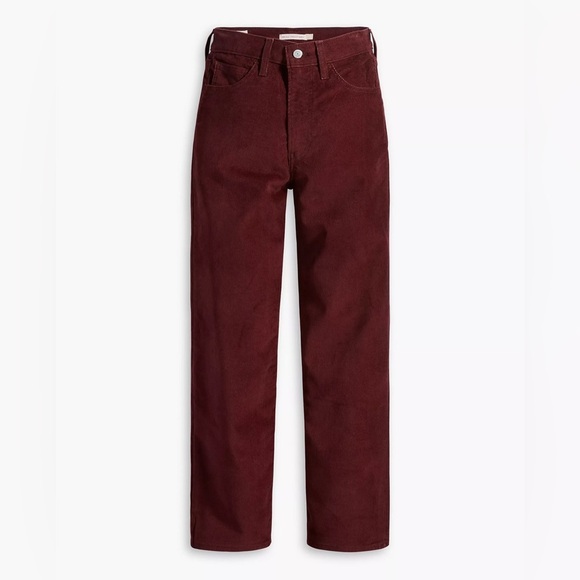๐ Levi's Burgundy Ribcage High-Rise Straight Ankle Corduroy Jeans - Size 29 - Picture 5 of 7